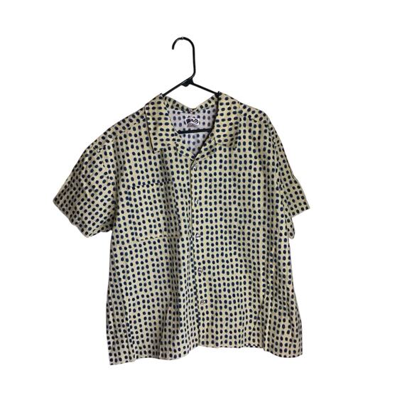 Target Brand Mens Summer Button down short Sleeve Shirt Sz. XL NWT Yellow/Green - Picture 2 of 11